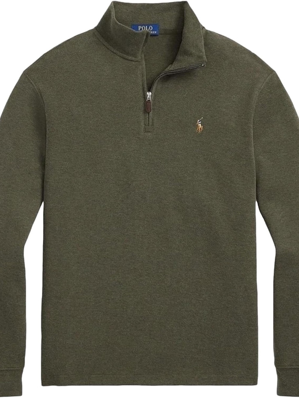 Polo Ralph Lauren Mens Olive Green Estate-Rib Quarter-Zip Pullover Medium